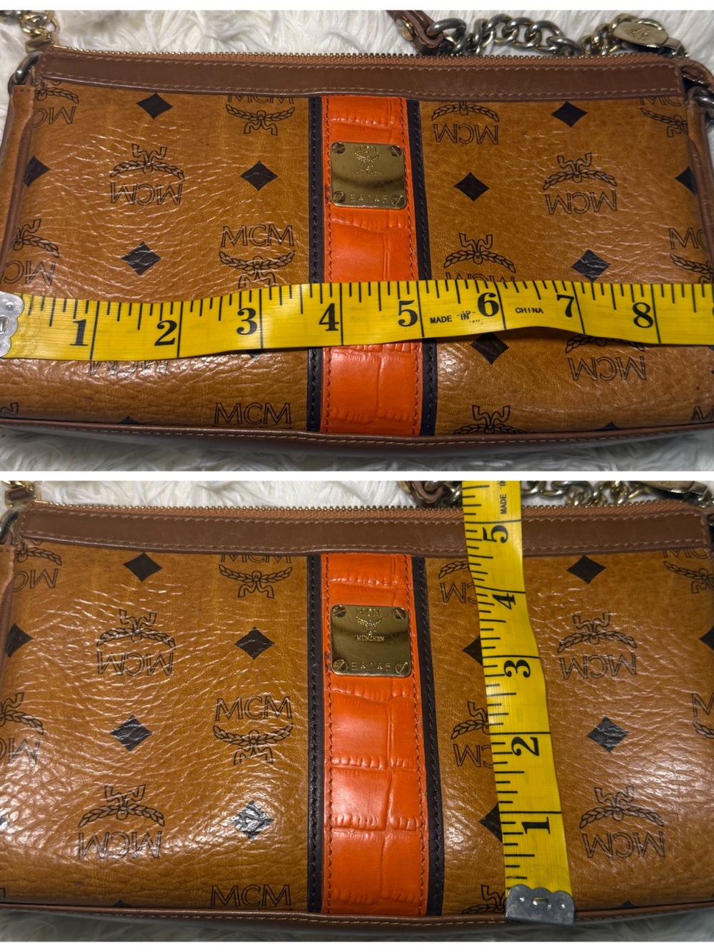 MCM Visetos Cognac Mini Chain Shoulder Bag - Picture 12 of 13